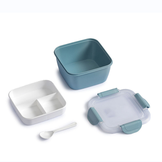 Customizable Color Children Drop Resistant Bento Box with Three Compartment Food Containers