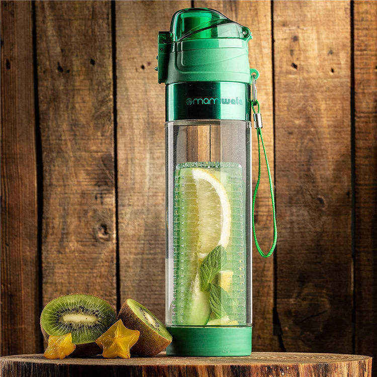 BPA Free 24oz Clear Tritan Water Bottle With High Appearance Level With Handle and Fruit Infuser