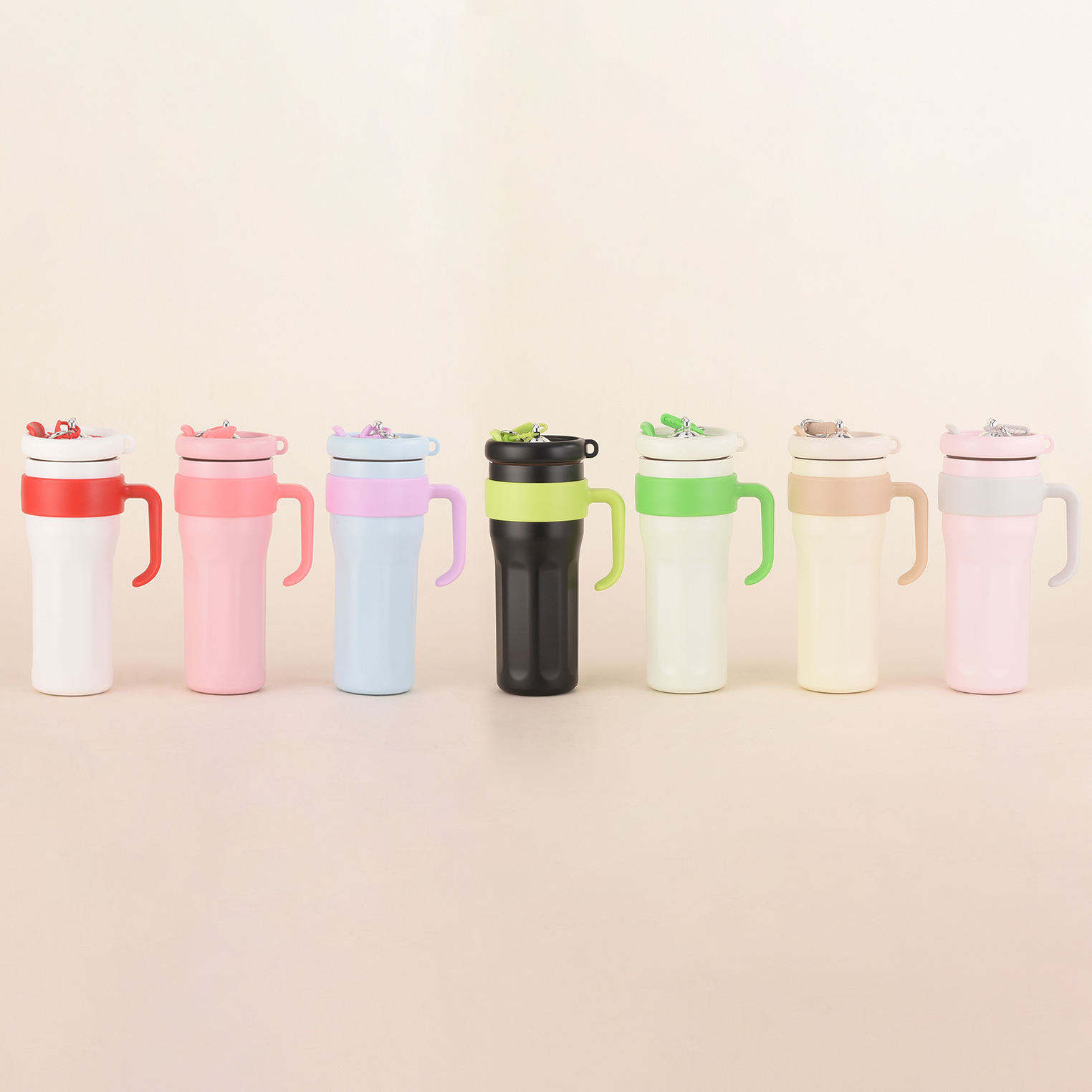 New Stylish 1200ml Keep Hot Cold Vacuum Cup with Handle Large Capacity Straw Stainless Steel Cup