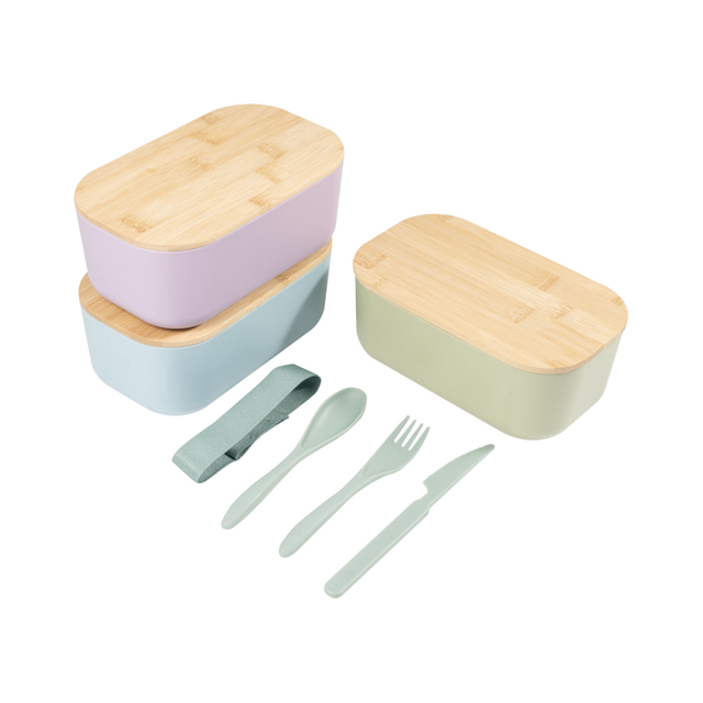 1.2L Eco Friendly Leakproof Bamboo lid RPET Material Kids School Bento Lunch Box Food Container