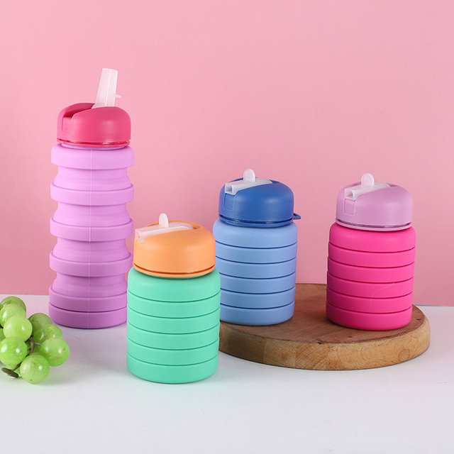 Portable Food Grade Silicone Collapsible Reusable Outdoor Sports Water Bottle Folding Water Bottle