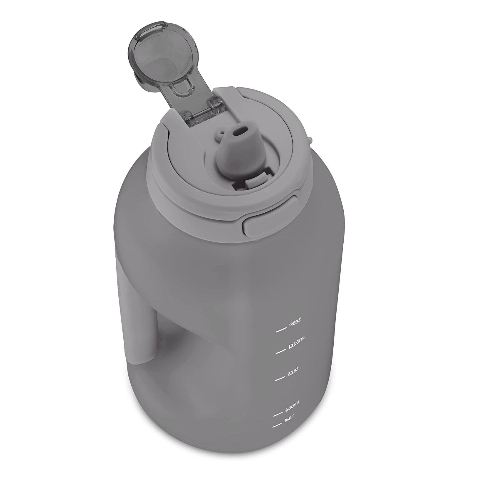 64OZ Gallon Water Bottle with Time Marker & Handle Silicone Straw with Locking Sport Water Bottle