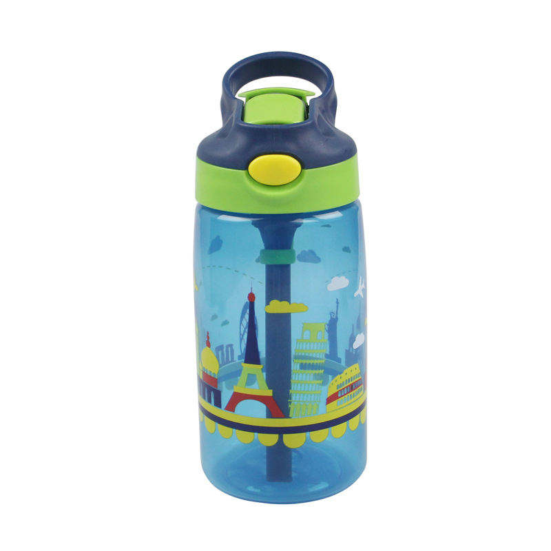 16oz Kids Toddler Motivational Gradient Cute Print Leakproof Water Bottle with Straw