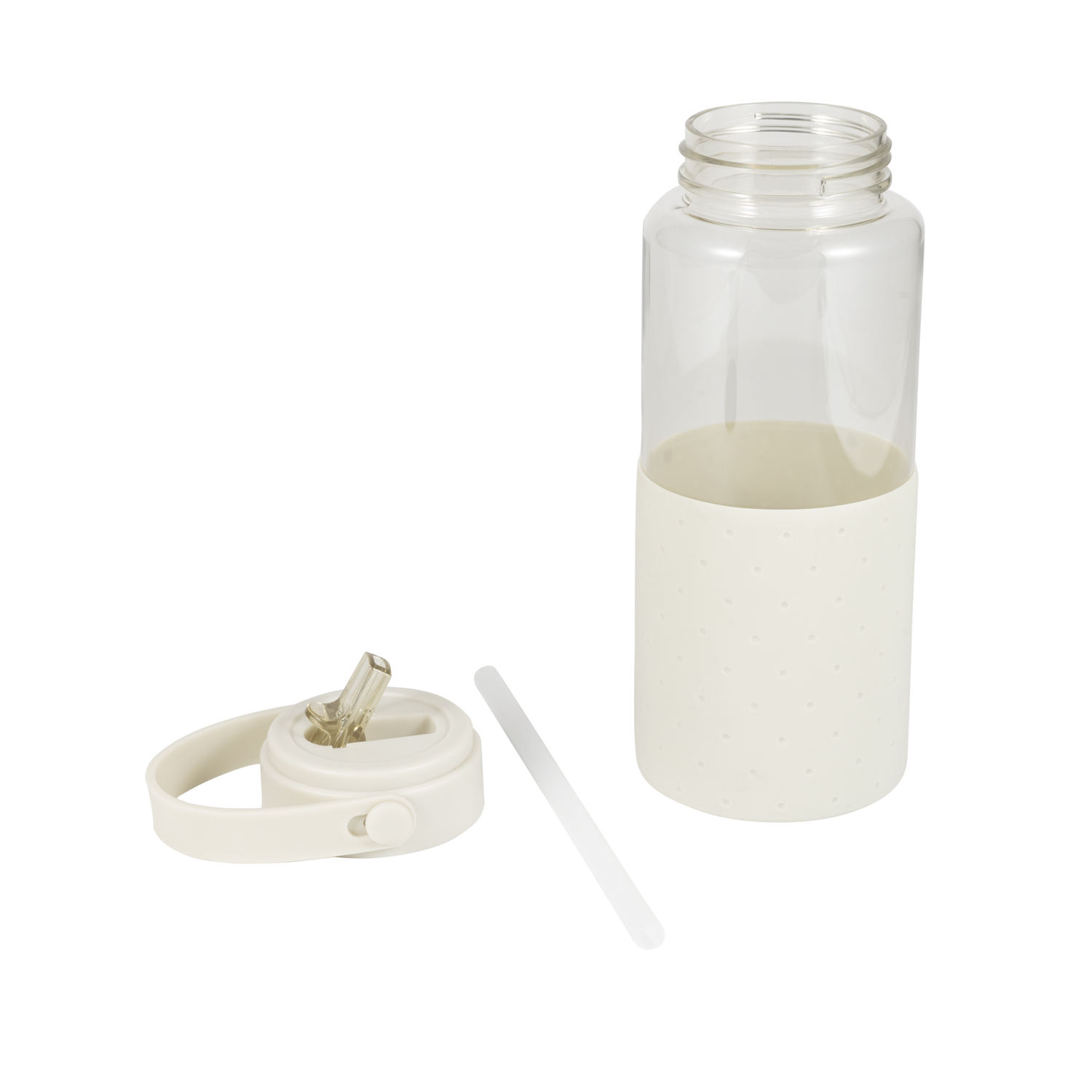 New Style 32oz 1 Liter Water Bottle Clear Colorful Plastic Wide Mouth Water Drink Bottle With Straw and Silicone Sleeve