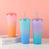 24oz High Quality Customized Nice Colorful Wide Mouth Plastic Tumbler Tumblers With Lids Straw