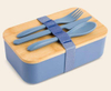 Eco- Friendly Lunch Box Made of RPET Material Suitable for Everyone Comes with Bamboo Lid As Well As a Knife a Fork and a Spoon