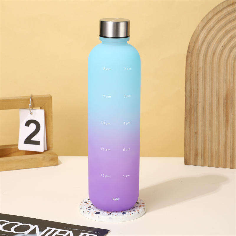 High Quality 1000Mls Narrow Mouth Colorful Bpa Free Plastic Water Bottles With Time Marker