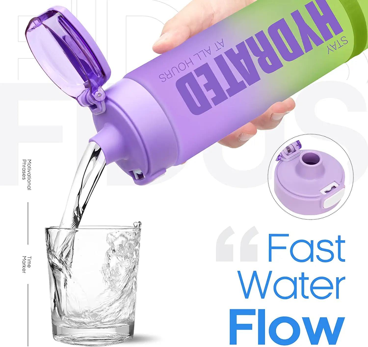 Large Capacity 32oz Portable Plastic GYM Fitness Protein Custom logo Motivational Water Bottle