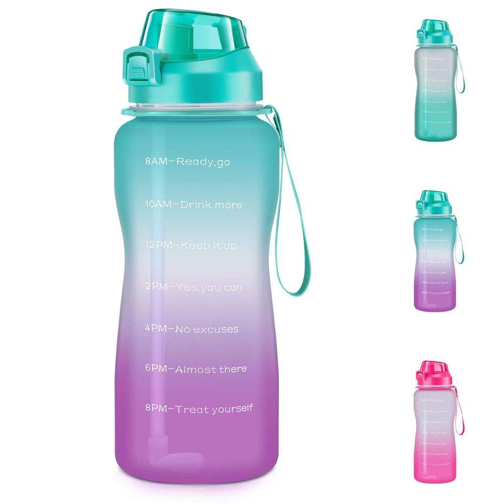 2.2L Large Motivational Gym Fitness Sports Plastic Water Bottle with Custom logo Motivation Bottle