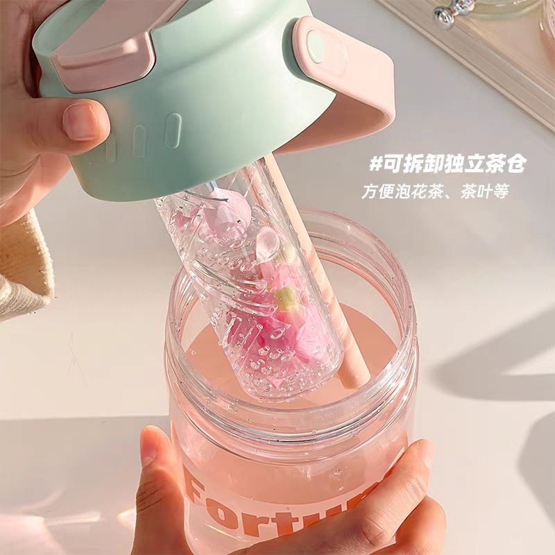 600ml/800ml Plastic Water Bottle with Straw Cute Baby Girls Multi Colors BPA FREE Plastic Water Bottle