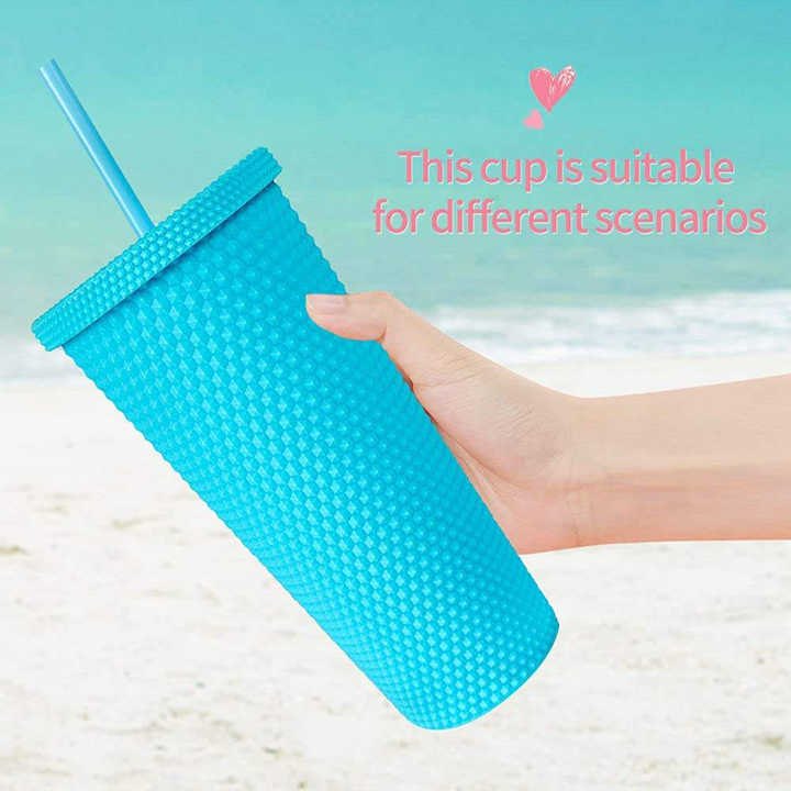 Vasos Pl Stico Con Tapa Rosa Reusable Plastic Tumbler Matte Coffee Mug Diamond Studded Water Bottle Tumbler With Straww