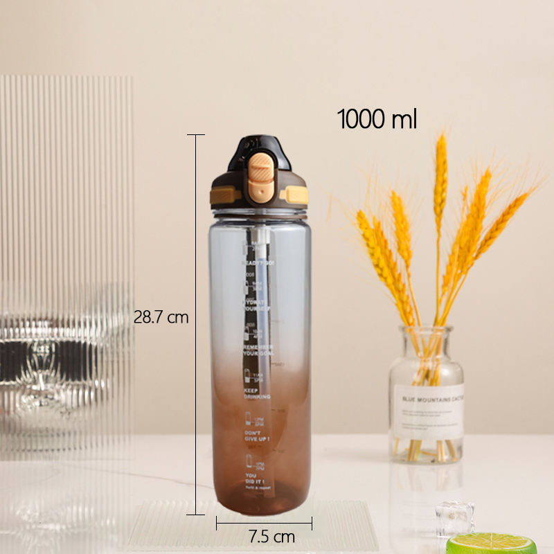 1 Ltr Plastic Drinking Water Bottles 1 Litre Leakproof Sports Water Bottle With Straw