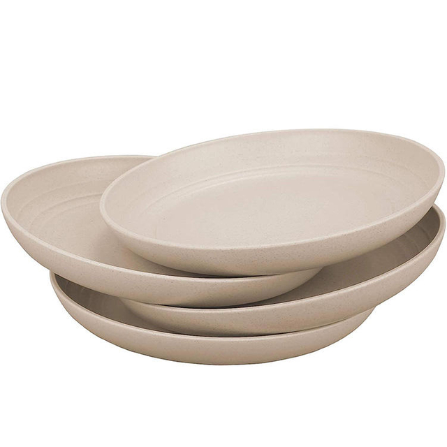 10" 25.4CM Big Paille De Ble Assiette Salad Cereal Biodegradable RPET Plastic Plate for Kitchen
