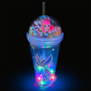 Little Dinosaur Design Custom Logo Plastic Tumbler PS Plastic Reusable Cups Glitter Tumbler With Lids and Straw