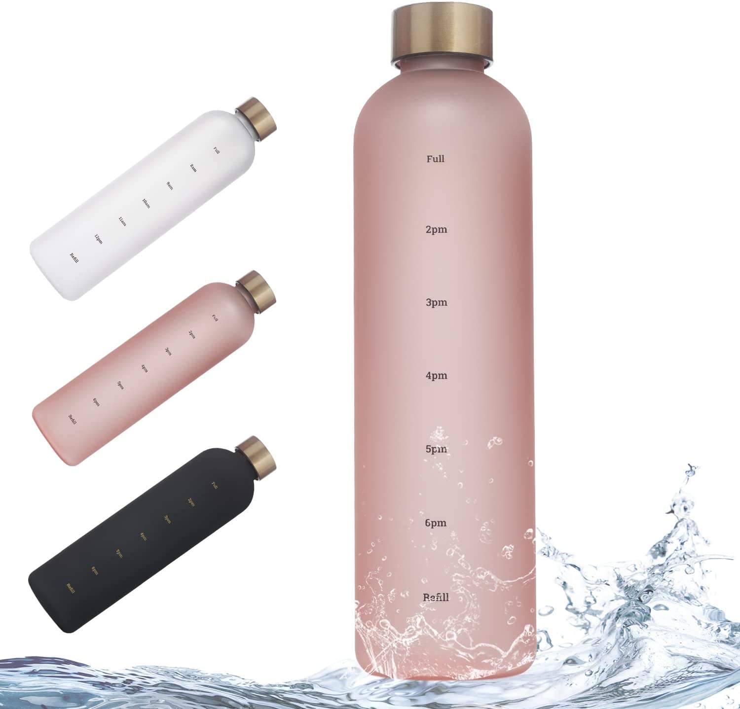 BPA Free Frosted Leakproof Motivational Time Marker 32 OZ Water Bottles With Times