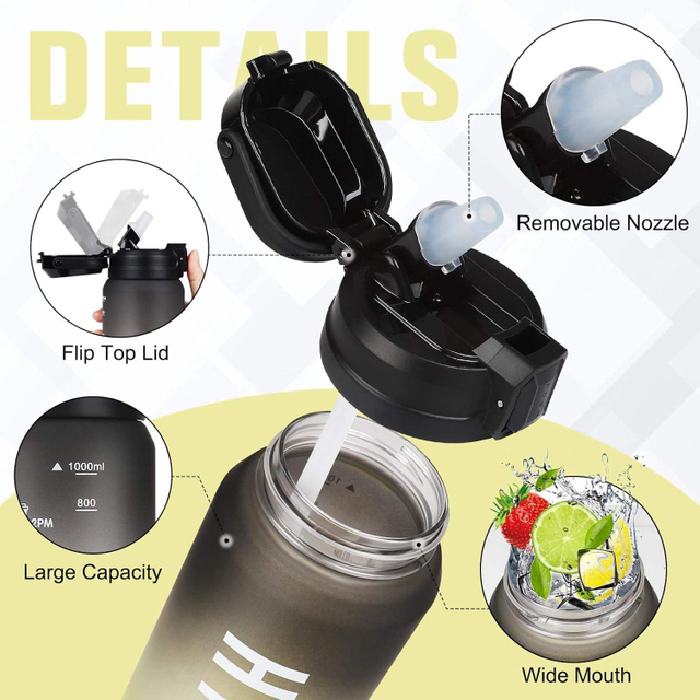 Leak Proof Drinks Bottle BPA Free for Sports Hiking Gym Cycling School and Office