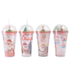 Hot Sell Plastic Straw Cup Creative Flash Powder Summer Ice Cup Student Lovers Christmas Gifts With Straw