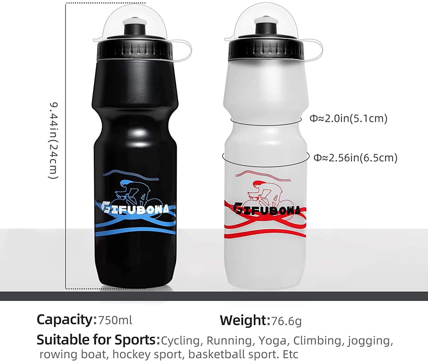 Water Bottle Mountain Bike Water Bottle 2 Pack Black