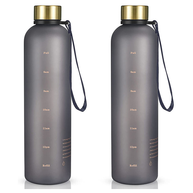 Custom Logo 1L Plastic Tritan Frosted Motivational Water Bottle With Time Marker