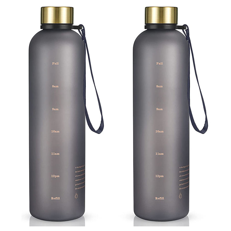 Custom Logo 1L Plastic Tritan Frosted Motivational Water Bottle With Time Marker