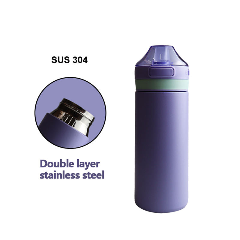 Wholesale 350ml Double Wall Stainless Steel Thermal Cup Vacuum Flask Insulated Water Bottle With Straw Lid