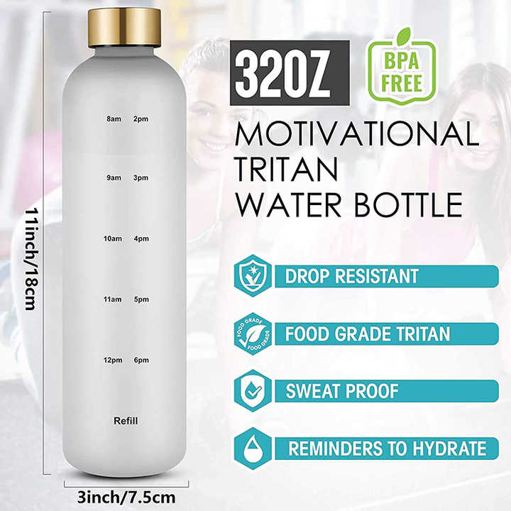 Bouteille D Eau En Plastique Garrafa Plastico Agua 2023 Trending Black Drink 32Oz Water Bottle With Straw
