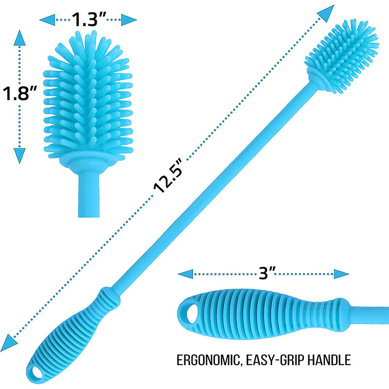 Durable Cup Washing Brush Portable Silicone Long Handle Bottle Brush Hang Hole Design Easy Storage Cleaning Bottle Brushes