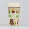 Eco-friendly BPA Free RPET 400ml Custom Pattern Reusable Coffee Cup with Lid Bamboo Fiber Mug with Silicone Sleeve