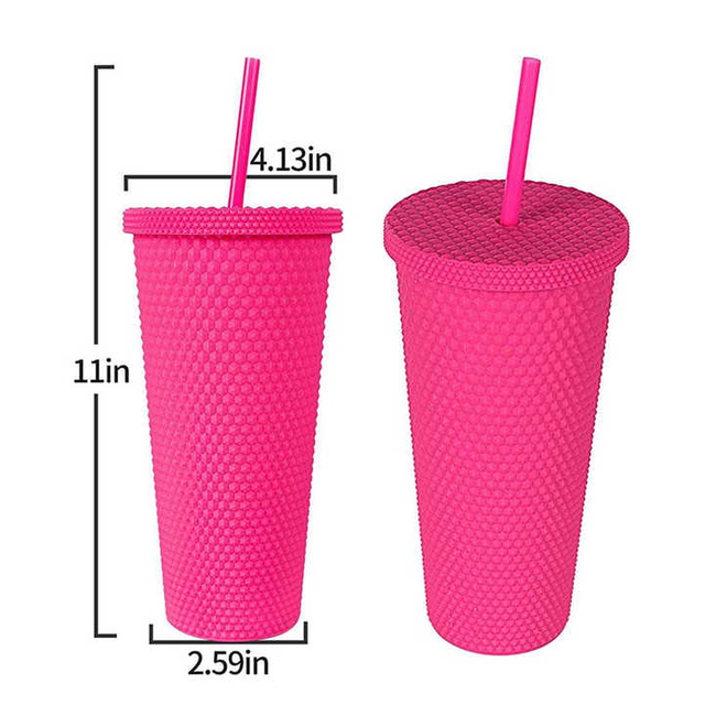 Cawan Plastik Tasse Avec Paille Double Wall Coffee Cup With Lid and Straw Customized Tumblers