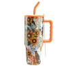 40 oz Custom Logo Vacuum Insulated Stainless Steel Coffee Mug Tumbler With Handle and Straw