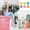 64oz Plastic Water Bottles with Straw Professional Sports Water Bottles with Silicone Sleeve and Handle