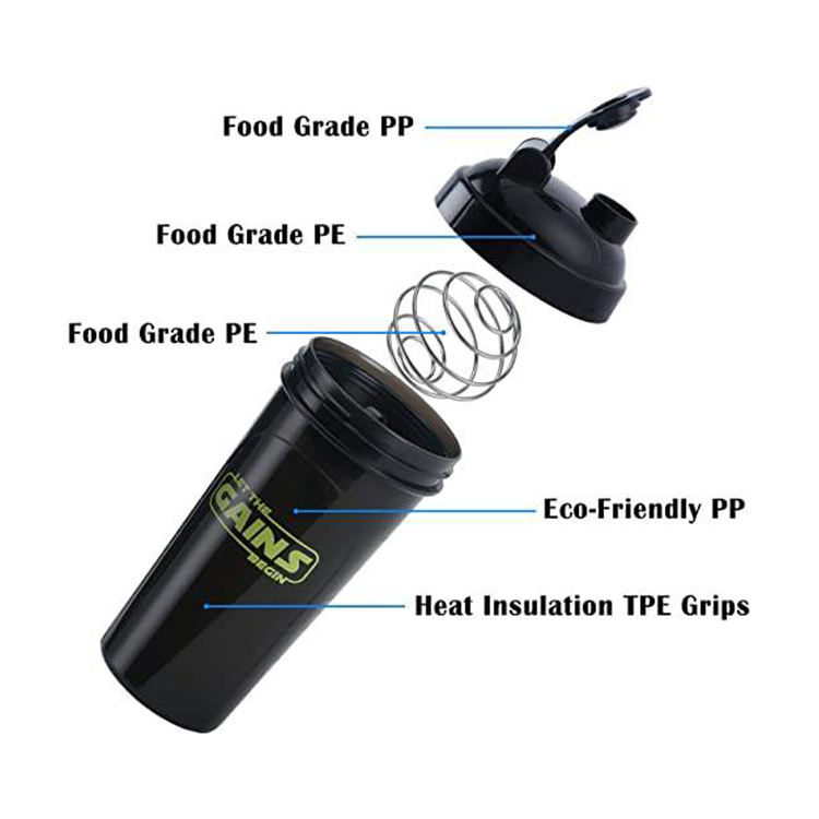 500 ML 700 ML Can Print Two Sides LOGO Shaker Bottle BPA-free Dishwasher Safe