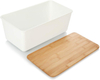 Rpet Recycle Plastic Bread Bin With Bamboo Lid and Bamboo Lid Can Be Used As a Chopping Board,Easy Care Storage Box for Food