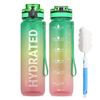 32oz Sport Water Bottle Custom Design with Motivational and Time Marker Leakproof Portable BPA Free Plastic Water Bottle