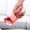 Custom Colored Double Wall Borosilicate Glass Tea Infuser Bottle clear Diffuser Fruit Infuser Water Bottle with logo