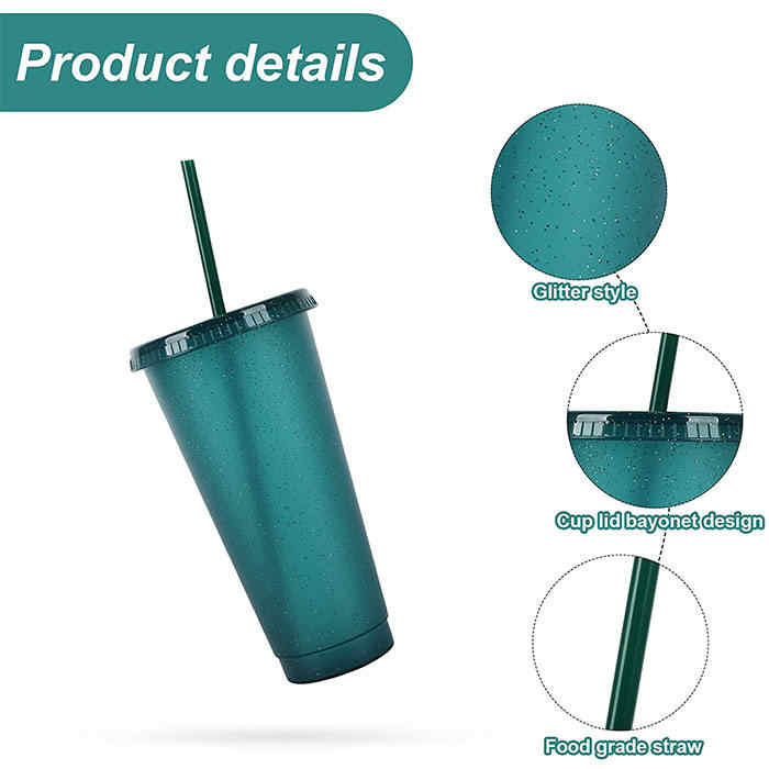 Clear to Colorful 24oz 700ml Pp Cold Color Changing Reusable Plastic Cups Magic Tumblers Plastic Coffee Mug