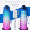 32oz Tritan Sport Gradient Plastic Water Bottles BPA Free Motivational Fitness Sports Water Bottle with Custom logo