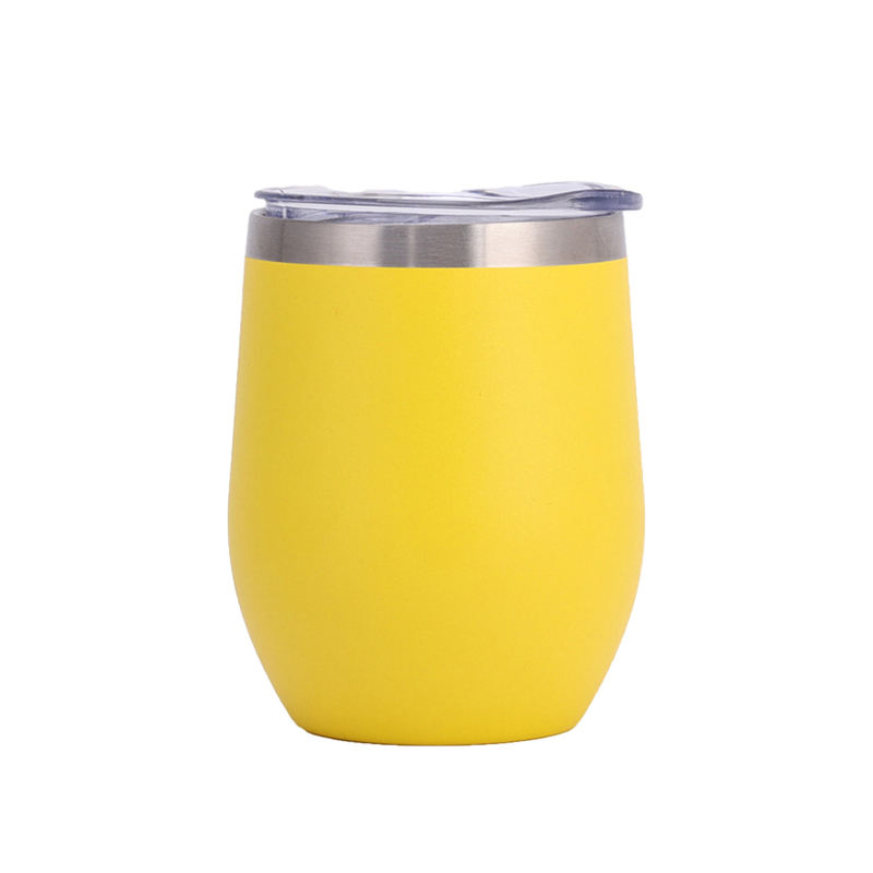 12oz High Quality Double Wall Insulated Custom Logo Stainless Steel Coffee Mugs Egg Shape Tumbler With Lid