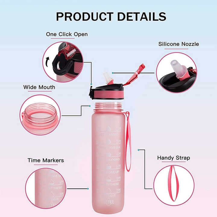 Bouteille Deau 1 Litre Botellas Plasticas 1000Ml Pink and Blue Pastel Reusable Women Bpa Free Water Bottle Bottles