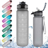 Les Bouteille Deau Botella Motivacional 1L Custom Logo 1000Ml Plastic Bottle Sport Water Bottles With Straw