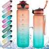 Les Bouteille Deau Botella Motivacional 1L Custom Logo 1000Ml Plastic Bottle Sport Water Bottles With Straw