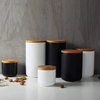 Four Sets Plastic RPET Storage Containers with Airtight Seal Bamboo Lidsd Kitchen Canisters for Tea Spice Seasoning Suger