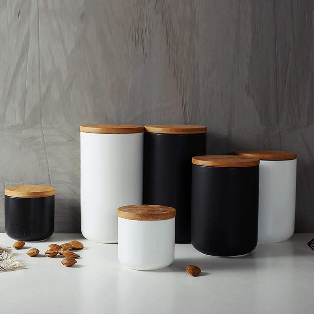 Four Sets Plastic RPET Storage Containers with Airtight Seal Bamboo Lidsd Kitchen Canisters for Tea Spice Seasoning Suger