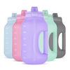 Custom LOGO & Color Half Gallon Motivational Bottle with Time Marker Outdoor Fitness Water Bottle Lid with Locking