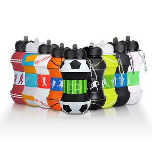 New Outdoor Sports 550ml Folding Water Bottle Silicone Spherical Portable Football Folding Cup Cross-Border Leak-Proof Design