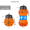 New Outdoor Sports 550ml Folding Water Bottle Silicone Spherical Portable Football Folding Cup Cross-Border Leak-Proof Design