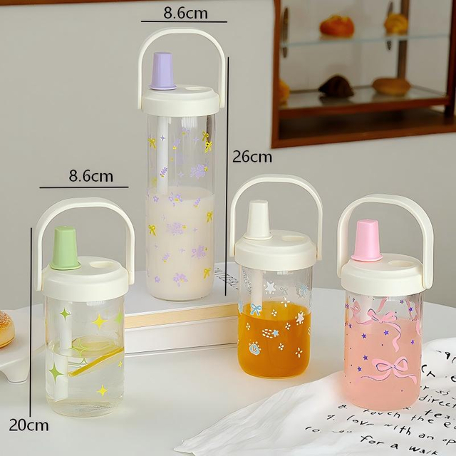 750ml 500ml BPA Free Custom Logo Clear Plastic Coffee Boba Tea Cups Straw Cup with Sealable Lid And Handle