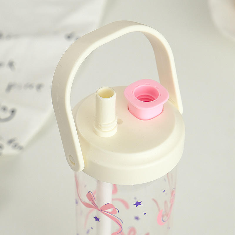 750ml 500ml BPA Free Custom Logo Clear Plastic Coffee Boba Tea Cups Straw Cup with Sealable Lid And Handle