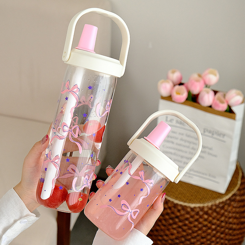 750ml 500ml BPA Free Custom Logo Clear Plastic Coffee Boba Tea Cups Straw Cup with Sealable Lid And Handle