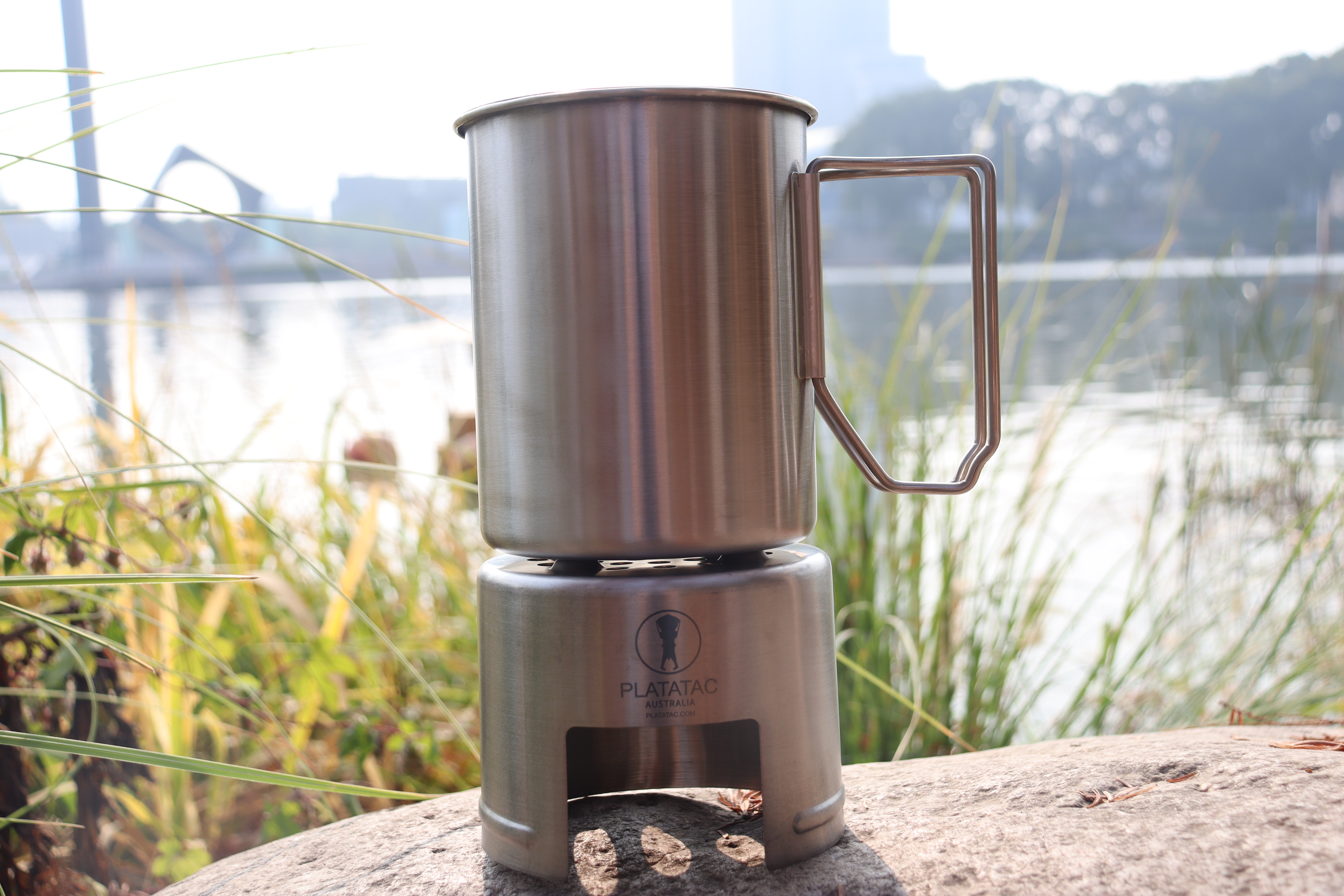 Stainless Steel Insulated Camping Mug with Foldable Handle Leak Proof Lid for Hot Coffee Travel Durable Metal Camping Cup